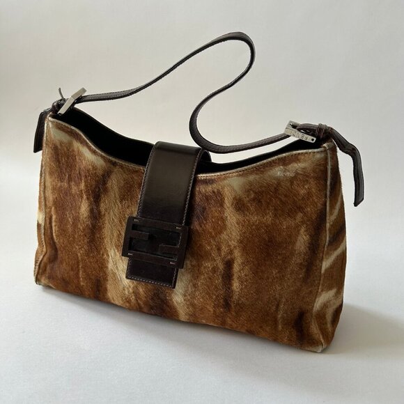 FENDI PONY HAIR BAGUETTE FLAP BAG - Picture 2 of 15